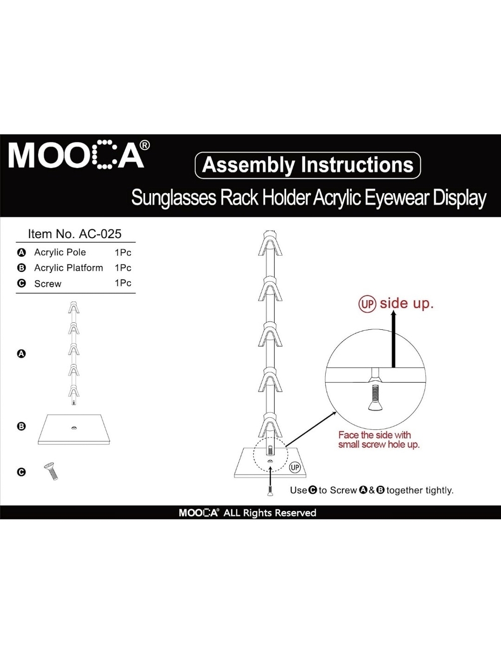NEW Mooca Clear 5-Tier Acrylic Stand For Glasses Sunglasses Home Sz 14" - Picture 5 of 6
